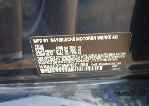 2015 BMW 320I xDrive from USA, damaged, VIN WBA3C3C56FK201988